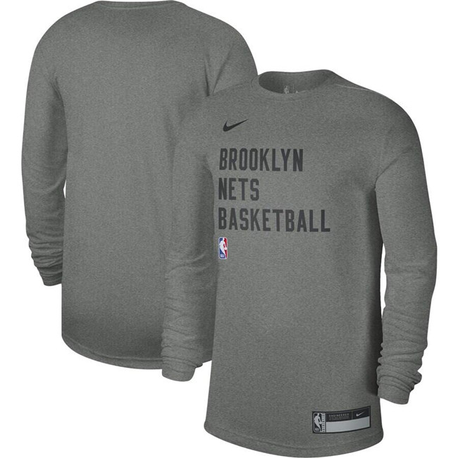 Men's Brooklyn Nets Heather Gray 2023/24 Legend On-Court Practice Long Sleeve T-Shirt